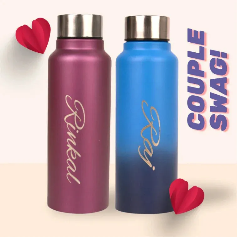 Personalized Classic Couple Water Bottle - Pink-DS4