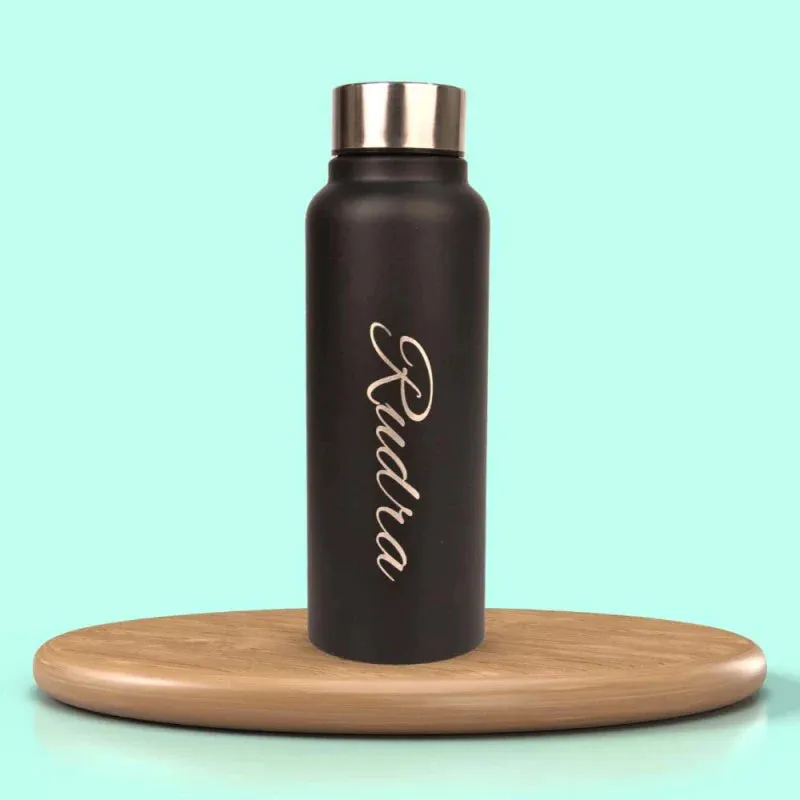 Personalized Men's Combo Wallet & Bottle - Black