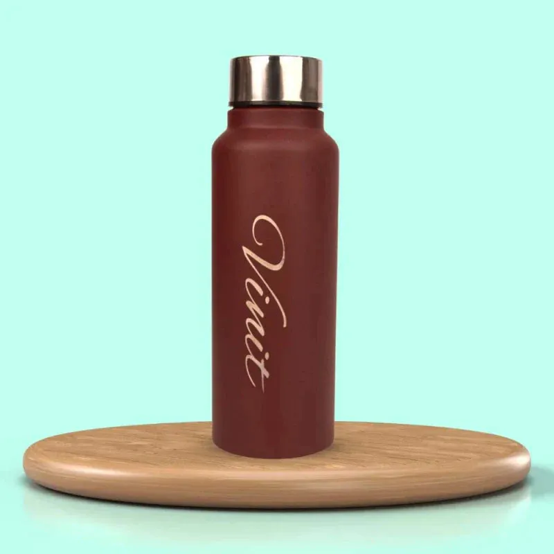 Personalized Men's Combo Wallet & Bottle - Brown