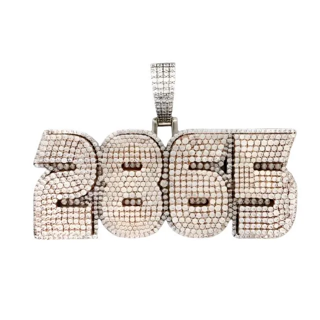 Personalized Numbers Two-Tone White-Rose "2865" Luxury Custom Design Pendant Charm