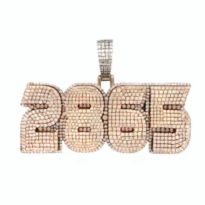 Personalized Numbers Two-Tone White-Rose "2865" Luxury Custom Design Pendant Charm