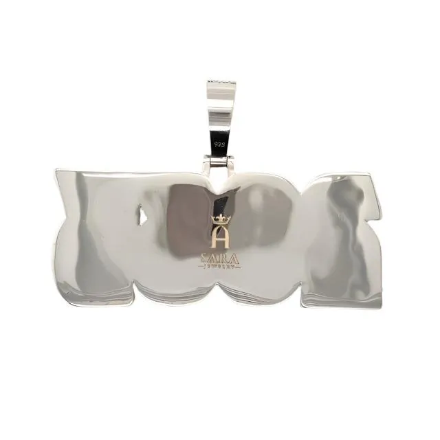 Personalized Numbers Two-Tone White-Rose "2865" Luxury Custom Design Pendant Charm