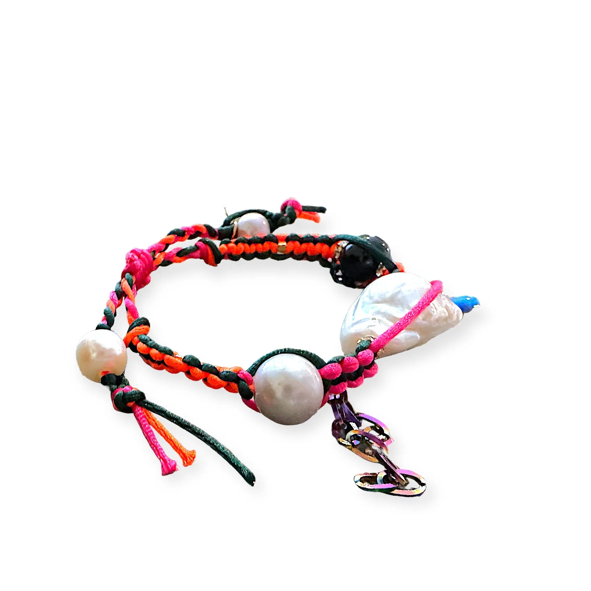 PHYCHADELLIC SUNSET BAROQUE PEARL SILK ROCKER BRACELET