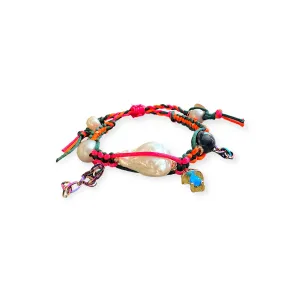 PHYCHADELLIC SUNSET BAROQUE PEARL SILK ROCKER BRACELET