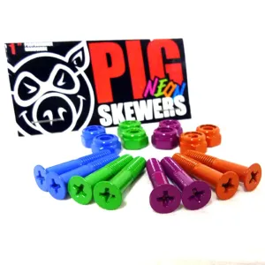 Pig Neon Skewers 1" Skateboard Bolts