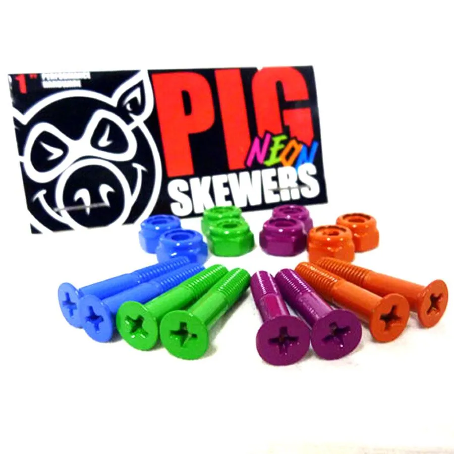 Pig Neon Skewers 1" Skateboard Bolts