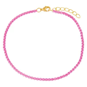Pink Enamel Rope Chain Anklet
