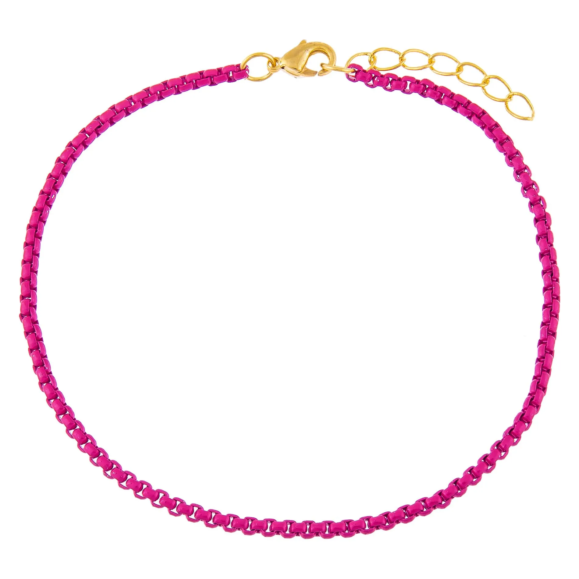 Pink Enamel Rope Chain Anklet