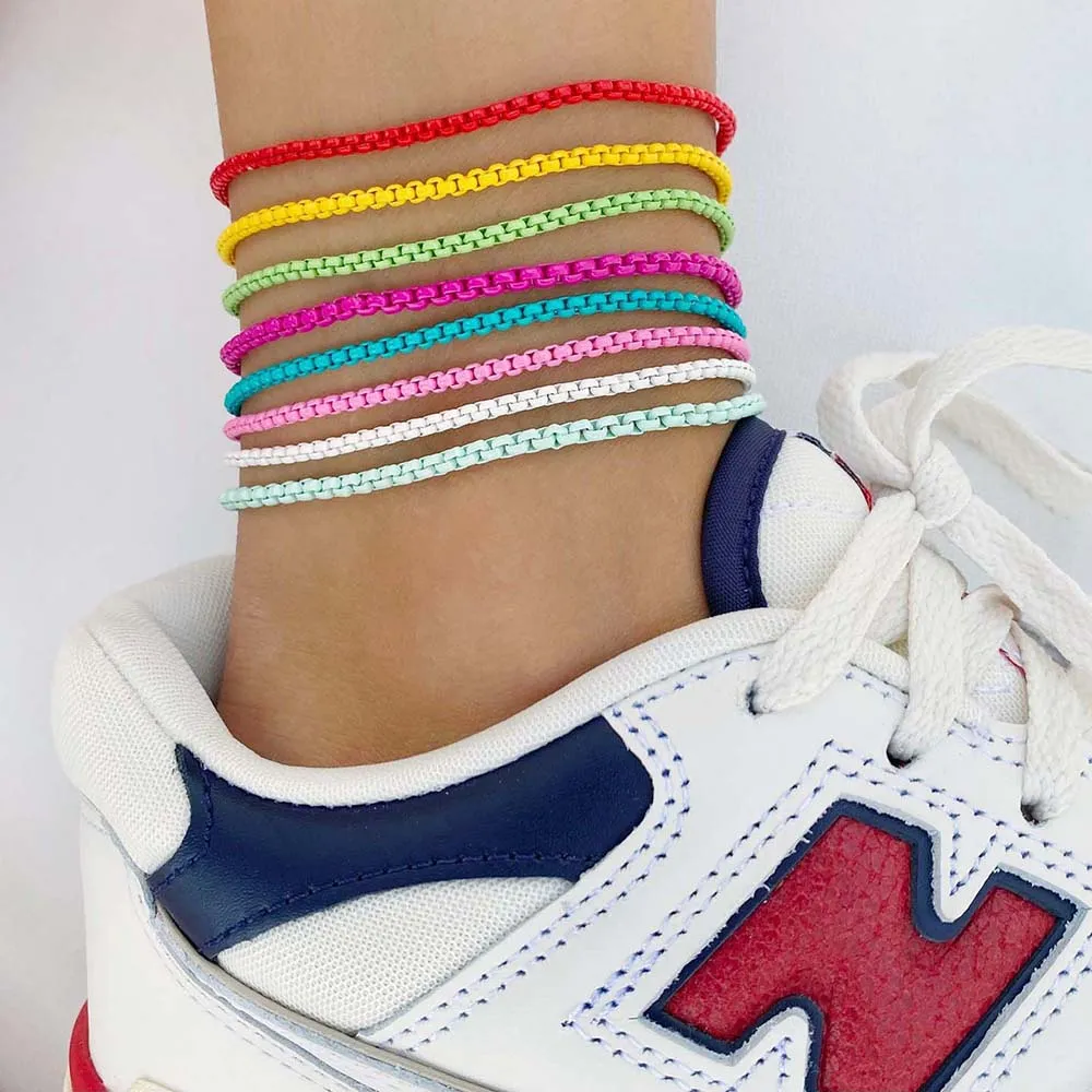 Pink Enamel Rope Chain Anklet