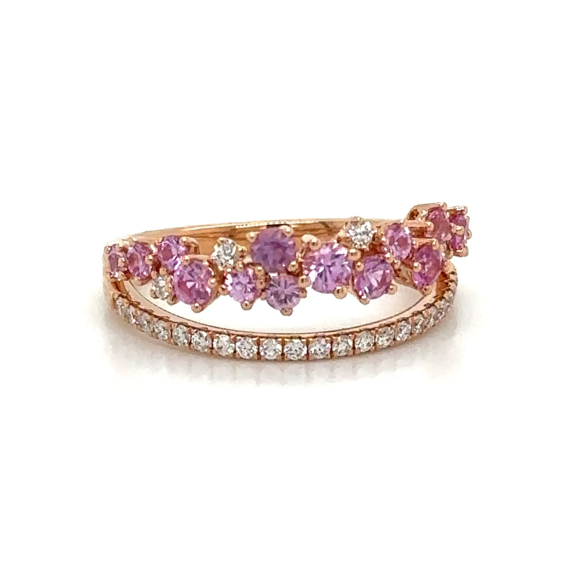 Pink Sapphire and White Diamond 1.01ct tw Fancy Ring