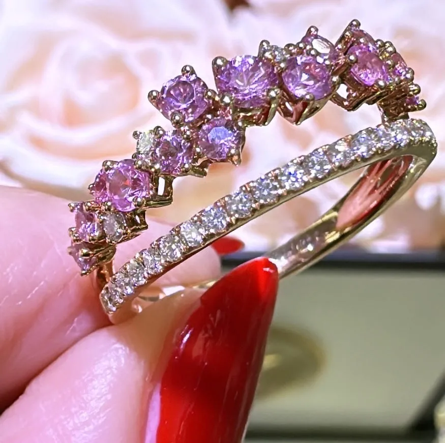 Pink Sapphire and White Diamond 1.01ct tw Fancy Ring