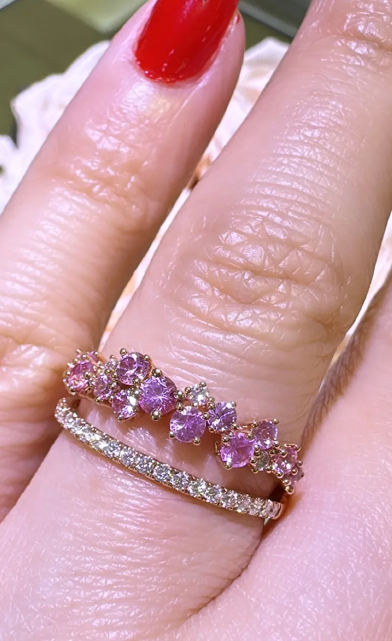 Pink Sapphire and White Diamond 1.01ct tw Fancy Ring