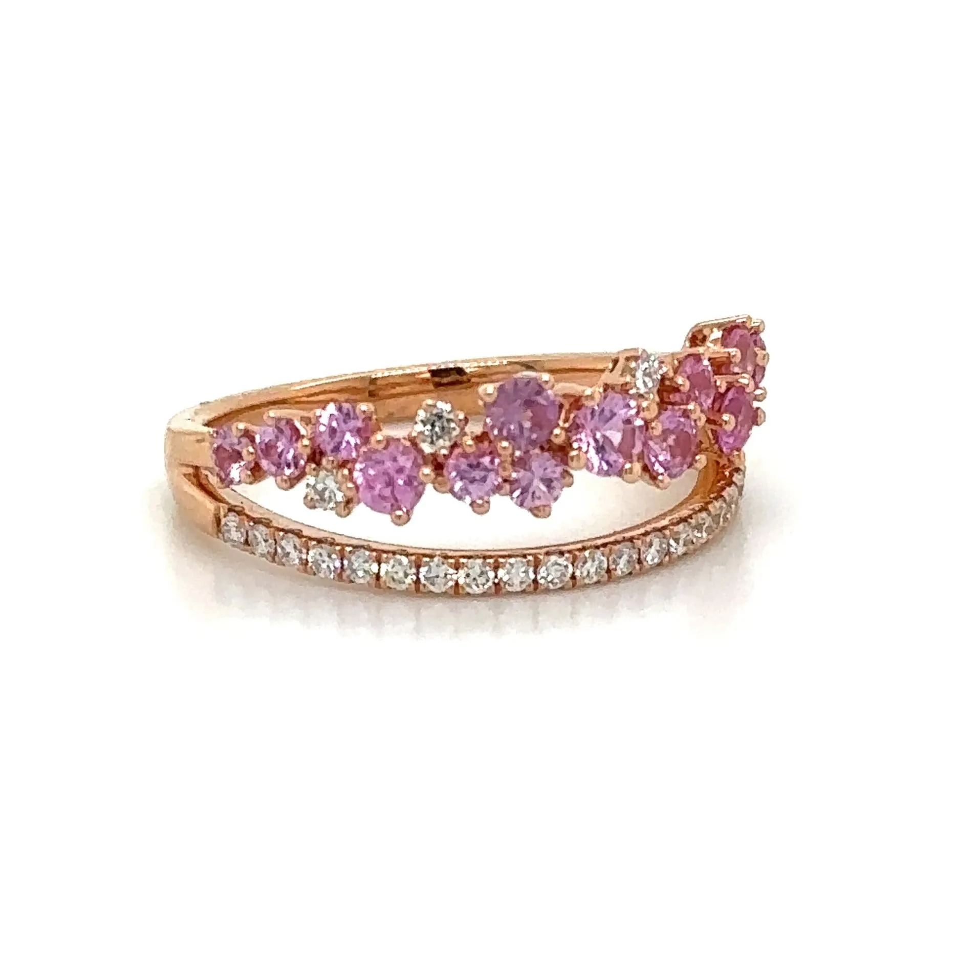 Pink Sapphire and White Diamond 1.01ct tw Fancy Ring