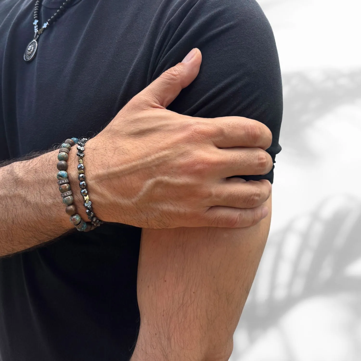 Positive Vibration Hematite Stone Men's Bracelet