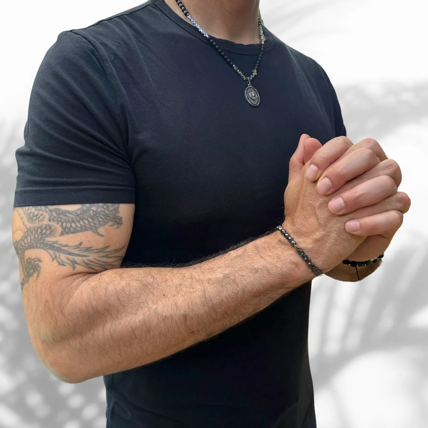 Positive Vibration Hematite Stone Men's Bracelet