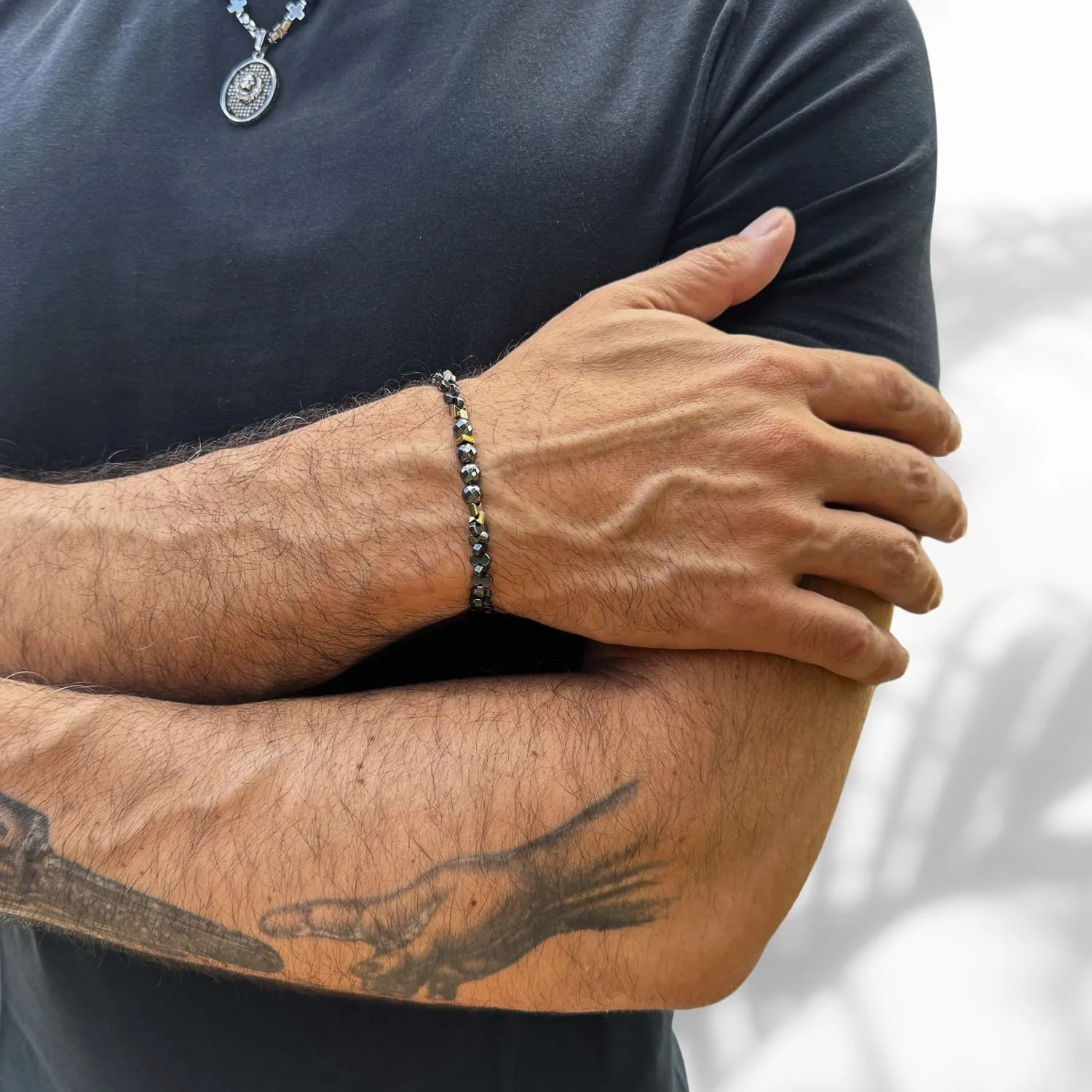 Positive Vibration Hematite Stone Men's Bracelet