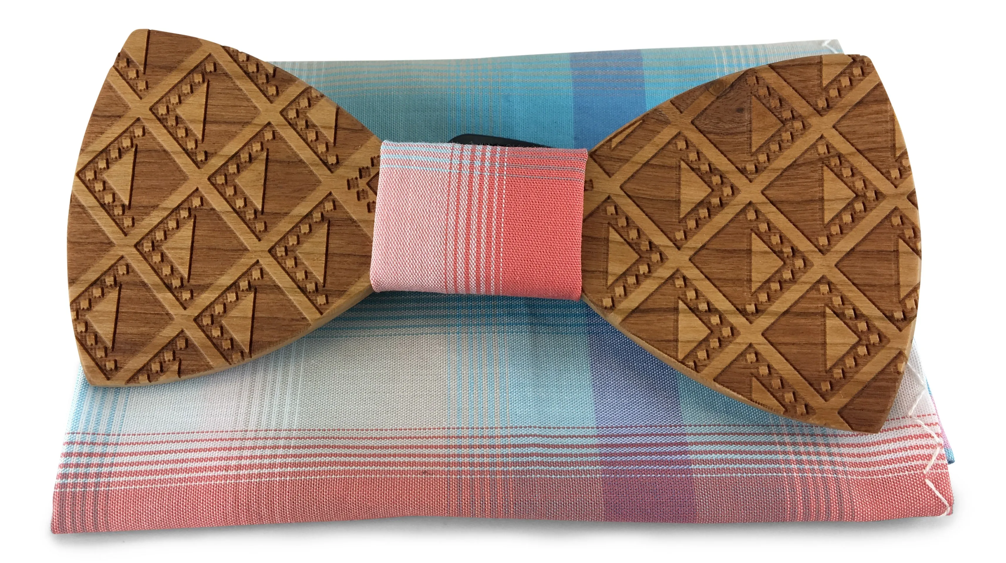 Premium Wooden Bow Tie with Matching Pocket Square and Cotton Blend Mens Socks