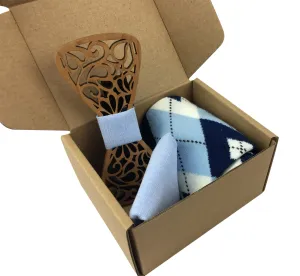 Premium Wooden Creative Handmade Bowtie with Matching Cotton Mens Blend Sock