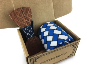 Premium Wooden Creative Handmade Bowtie with Matching Cotton Mens Blend Sock