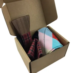 Premium Wooden Creative Handmade Bowtie with Matching Cotton Mens Blend Sock