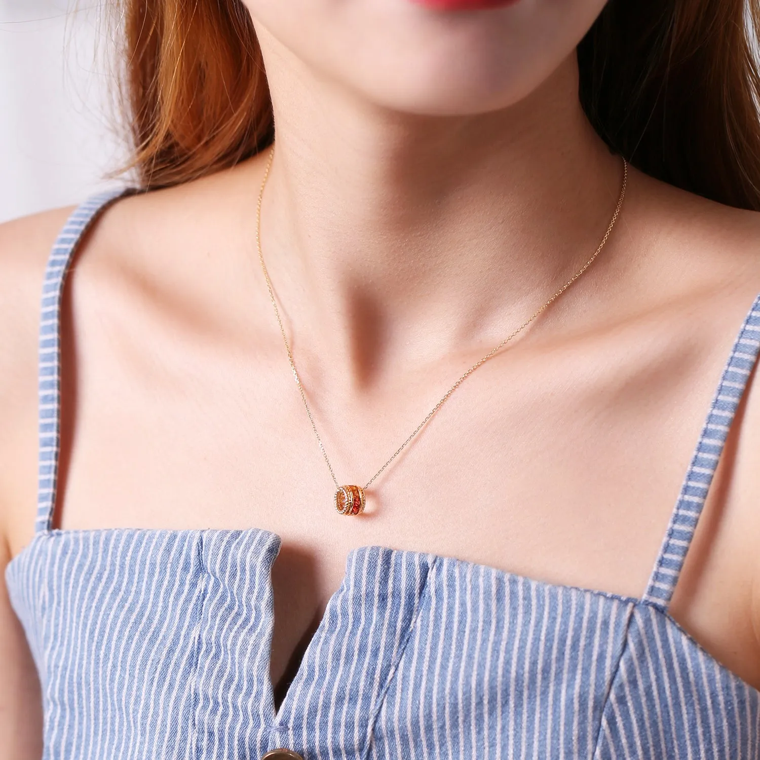 Rainbow Sapphire Cylinder Pendant Necklace