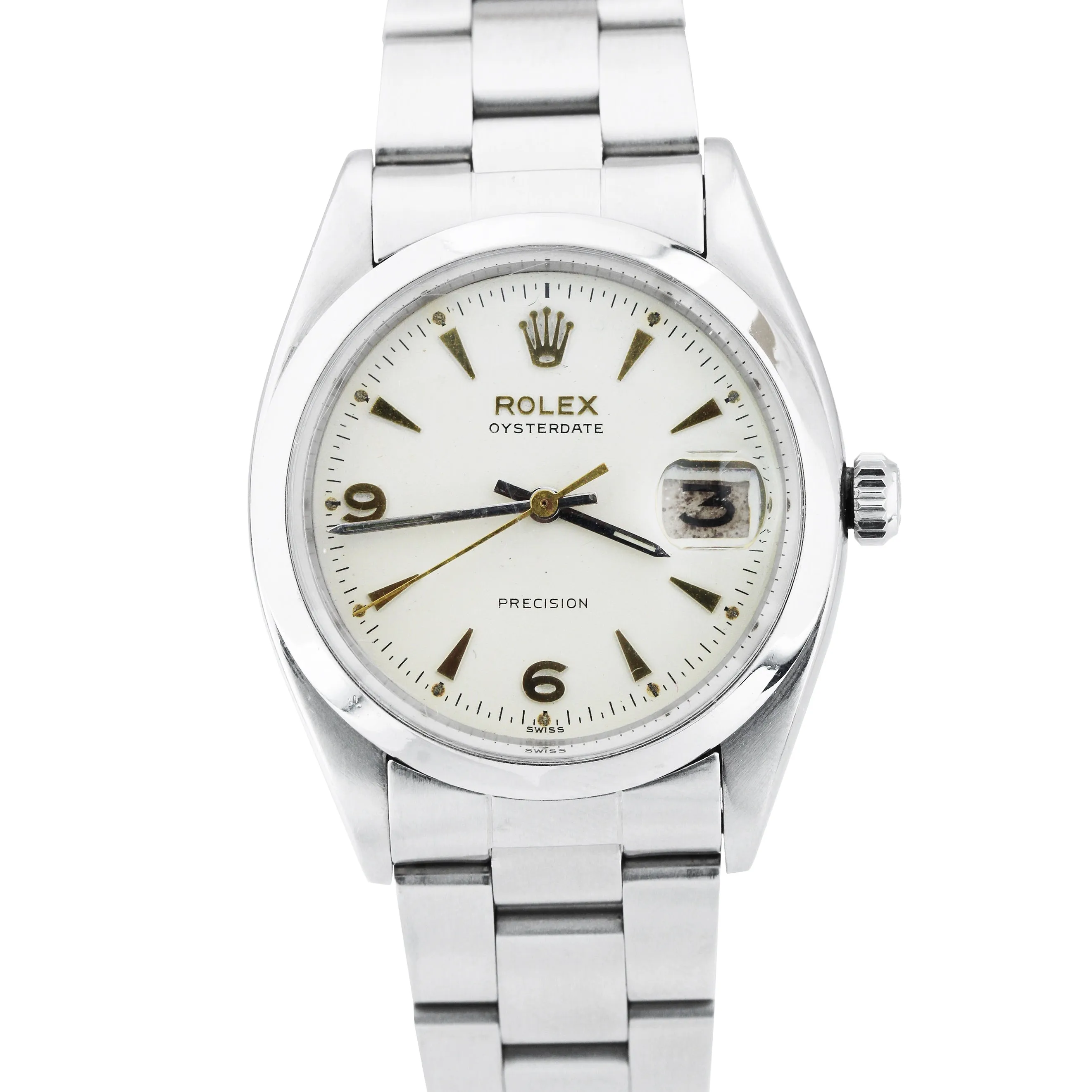 RARE Vintage Men's 1959 Rolex Oysterdate Precision 6694 Roulette 34mm Watch 6494