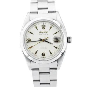 RARE Vintage Men's 1959 Rolex Oysterdate Precision 6694 Roulette 34mm Watch 6494