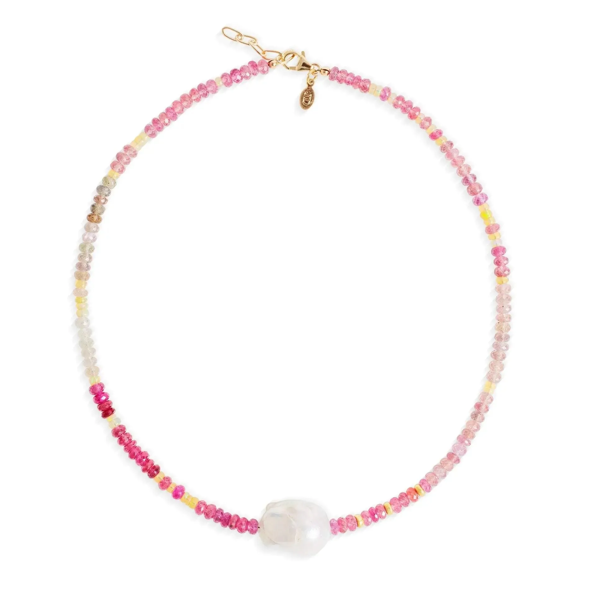 Raspberry Sherbert Gold Baroque Pearl Necklace