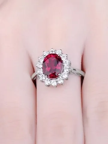 Real Ruby and Simulated Diamond Ring