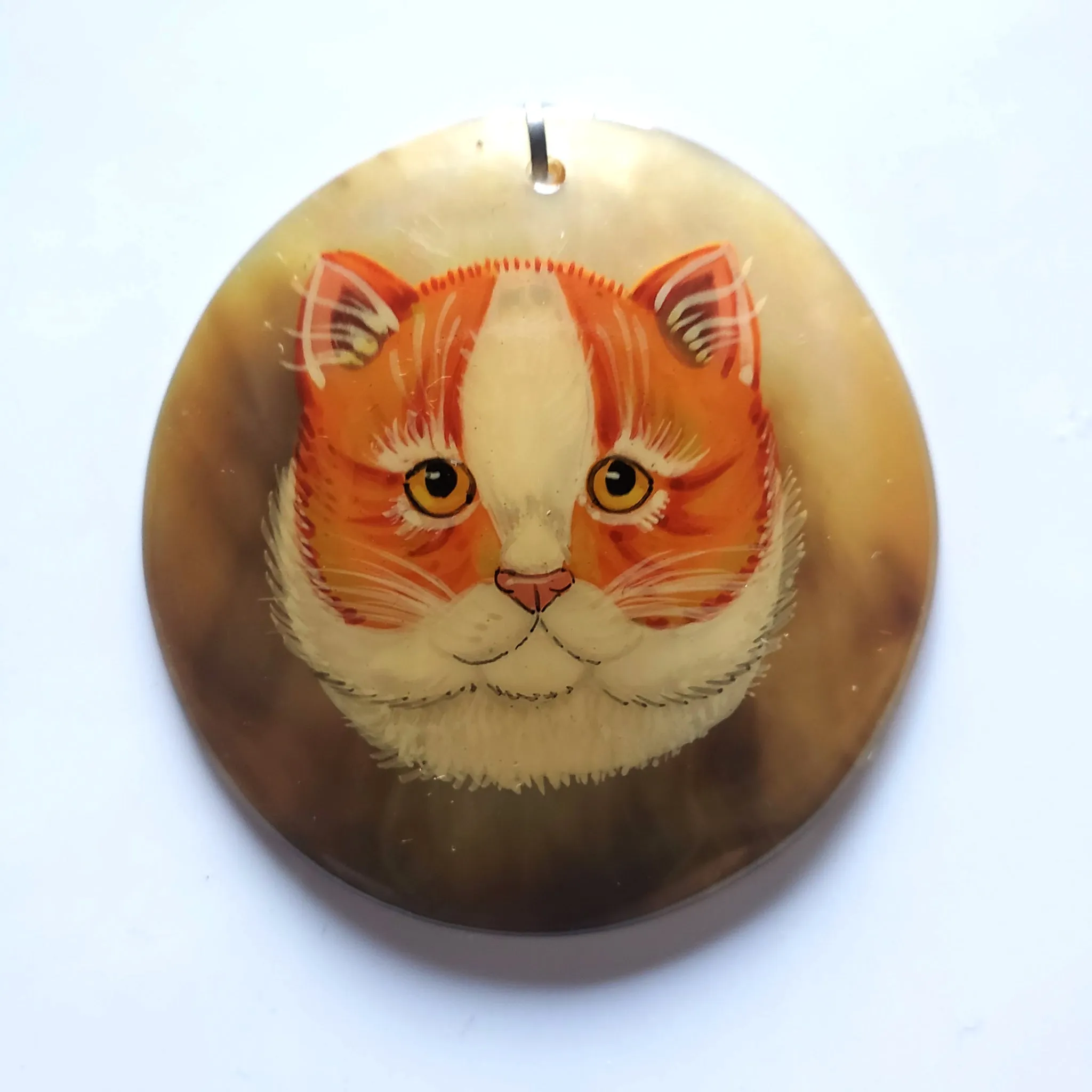 Red Cat Hand-painted Pendant