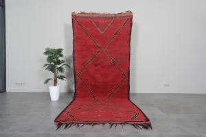 Red Flat Woven Moroccan Kilim Rug – 4.2 x 10.4 Feet | Vintage Berber Carpet