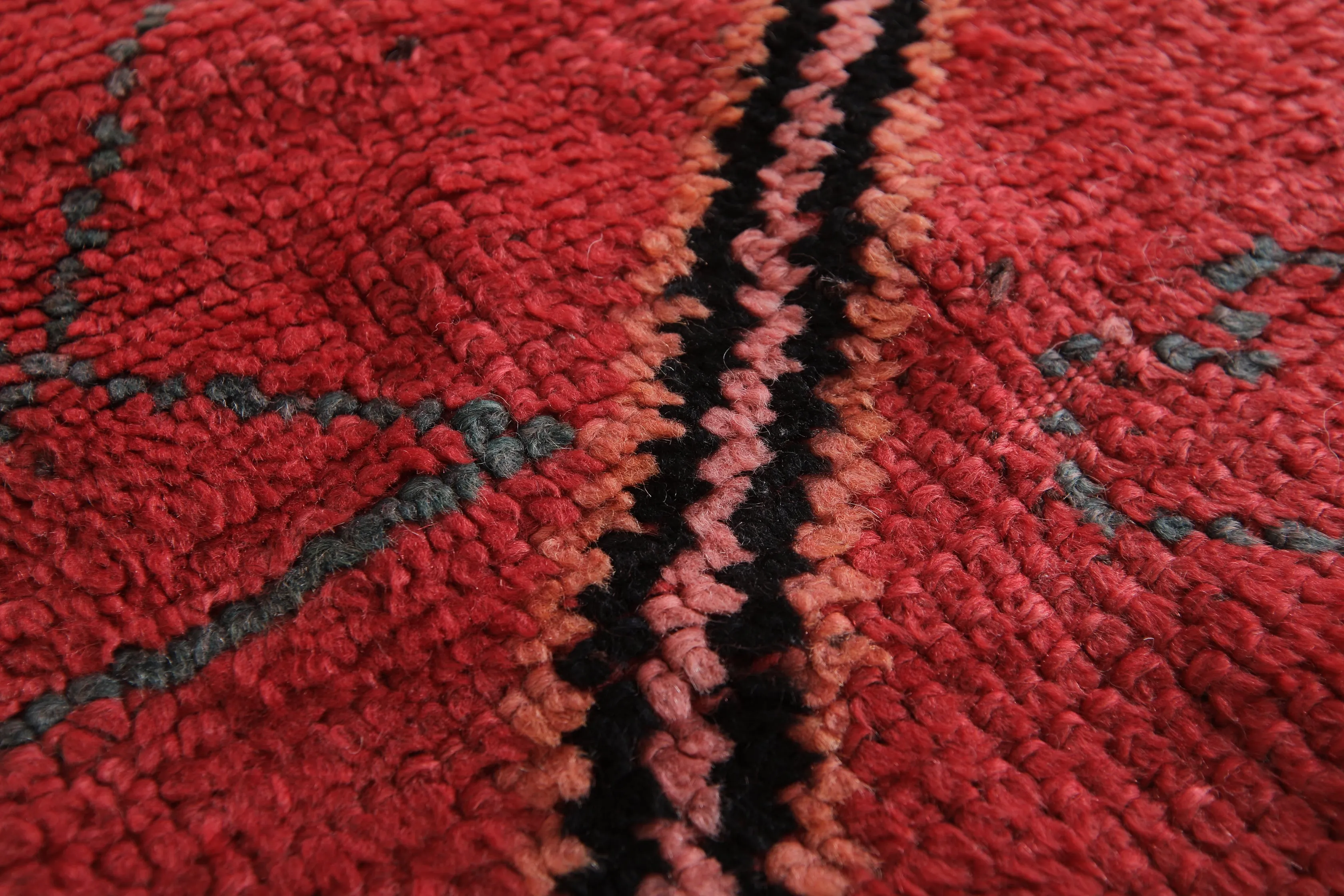 Red Flat Woven Moroccan Kilim Rug – 4.2 x 10.4 Feet | Vintage Berber Carpet