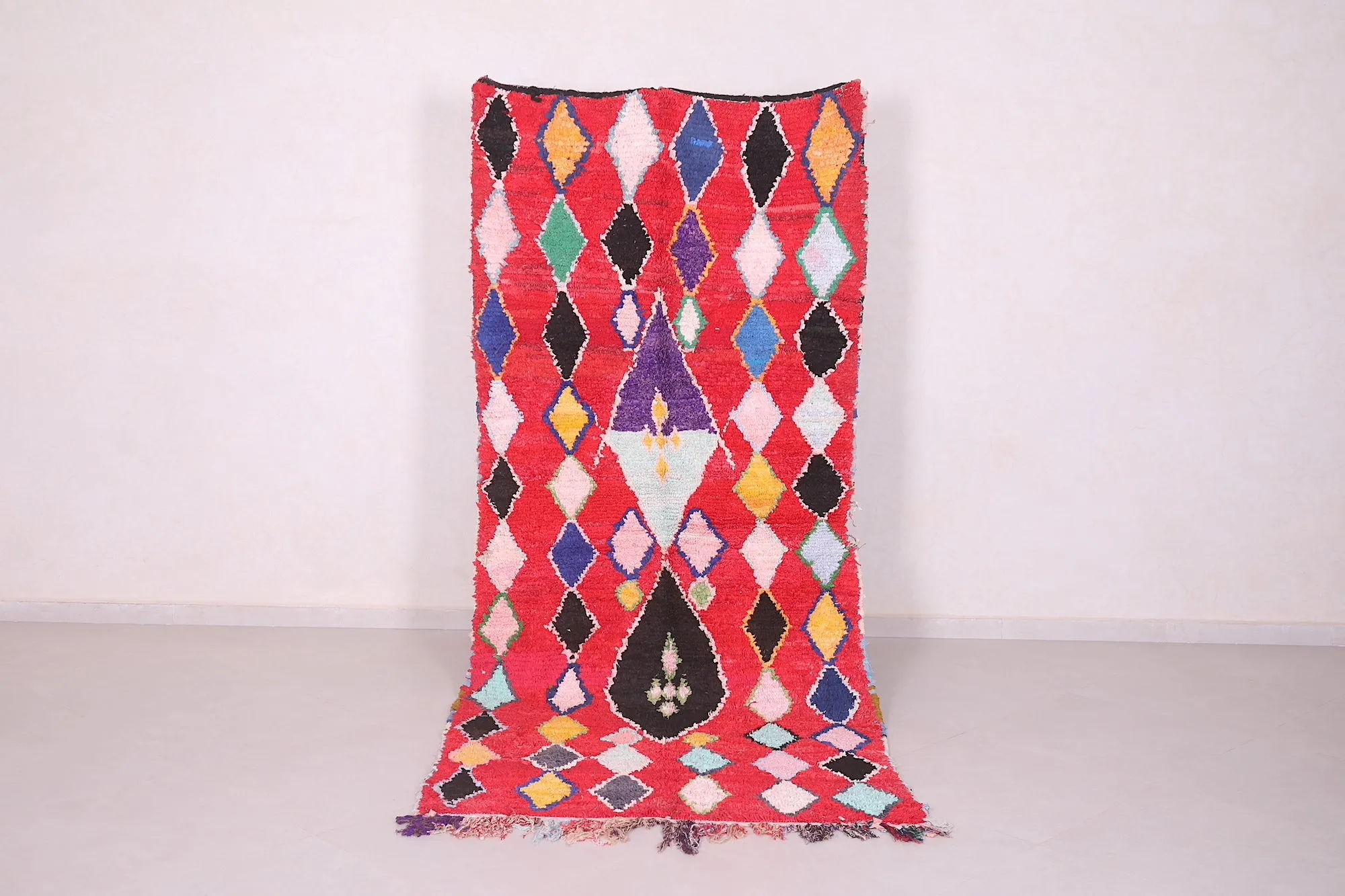 Red Moroccan Runner Rug - Bold & Vibrant Design | 3.9 x 9.2 Ft