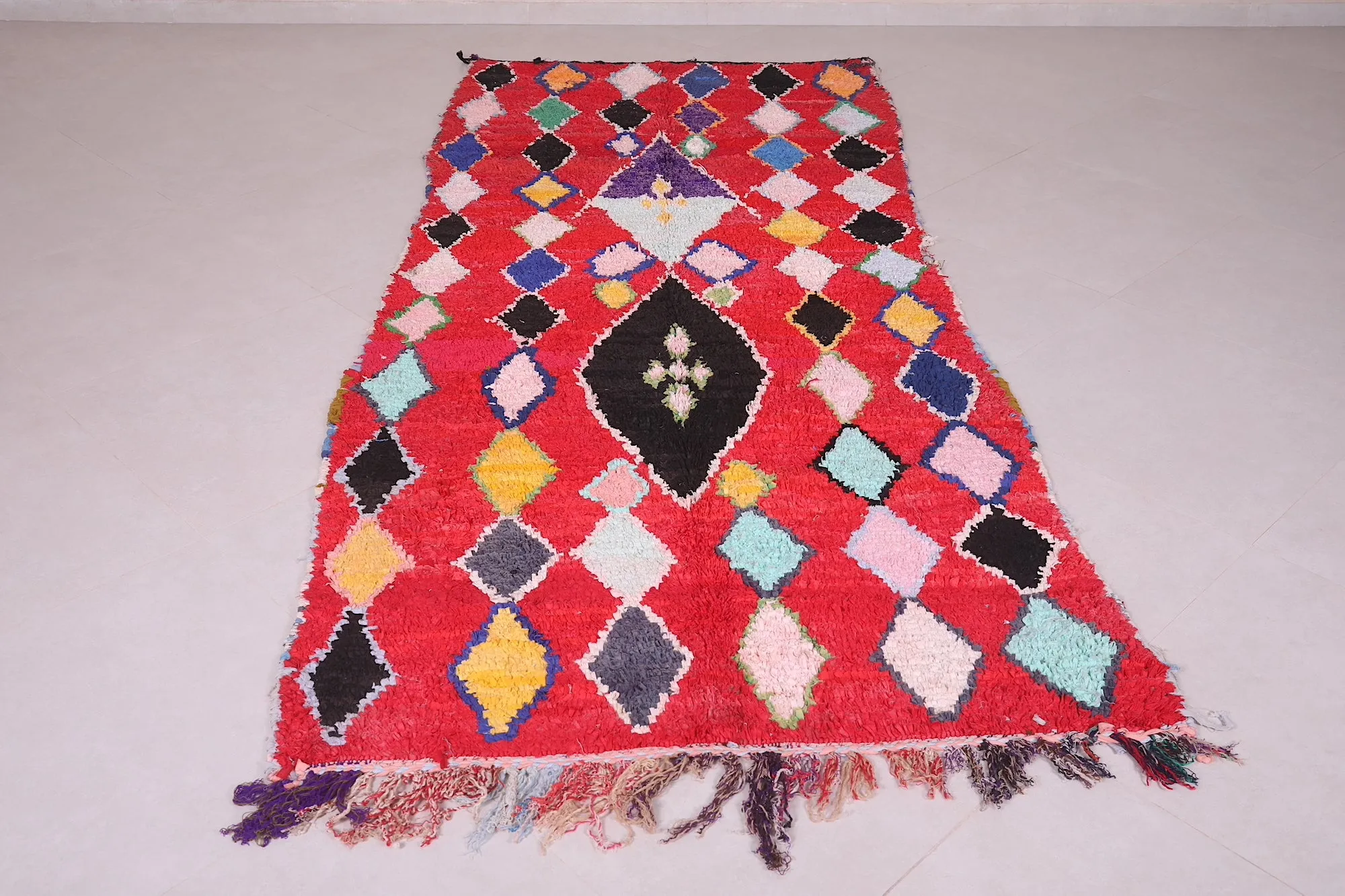 Red Moroccan Runner Rug - Bold & Vibrant Design | 3.9 x 9.2 Ft