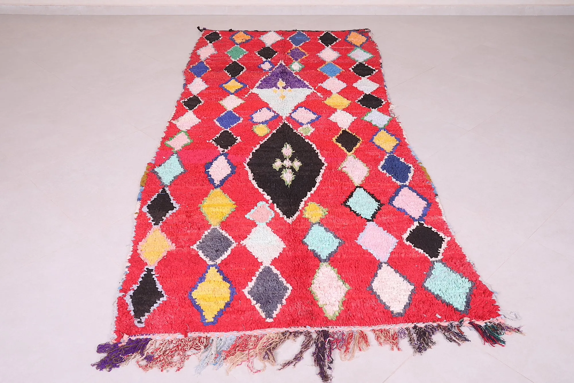 Red Moroccan Runner Rug - Bold & Vibrant Design | 3.9 x 9.2 Ft