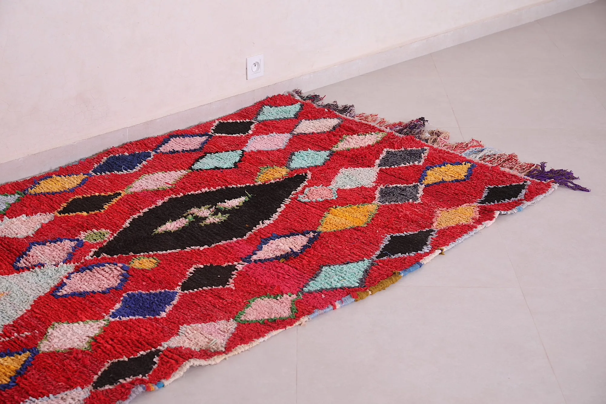 Red Moroccan Runner Rug - Bold & Vibrant Design | 3.9 x 9.2 Ft