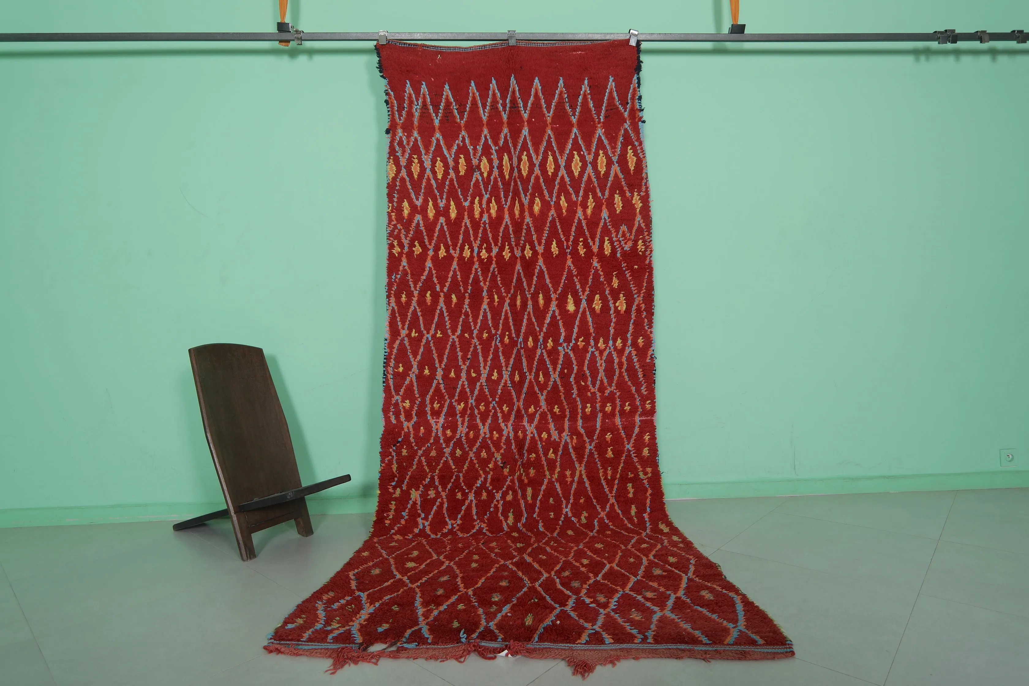 Red Vintage Moroccan Runner Rug – 4 x 10.2 Feet | Handwoven Berber Carpet