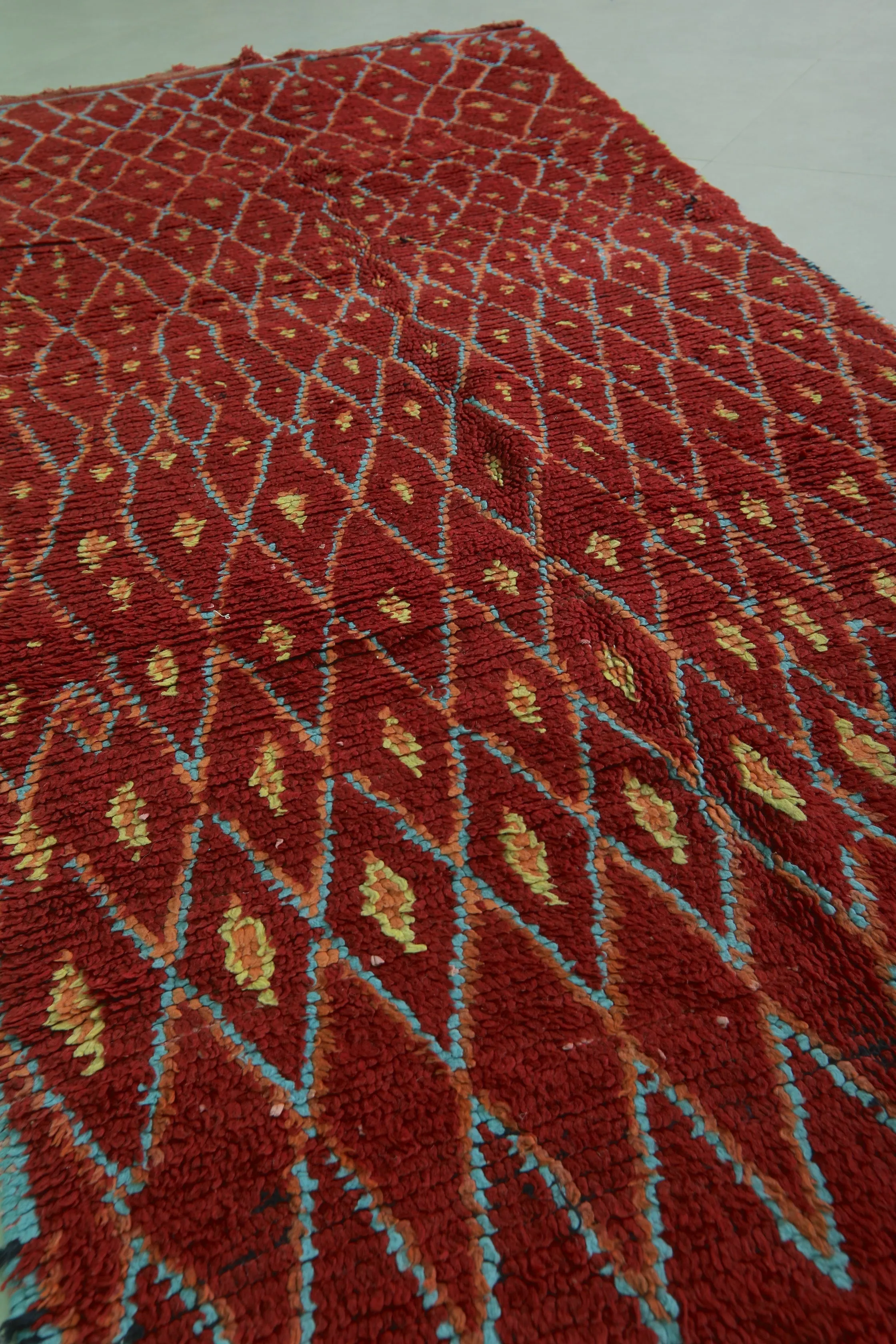 Red Vintage Moroccan Runner Rug – 4 x 10.2 Feet | Handwoven Berber Carpet