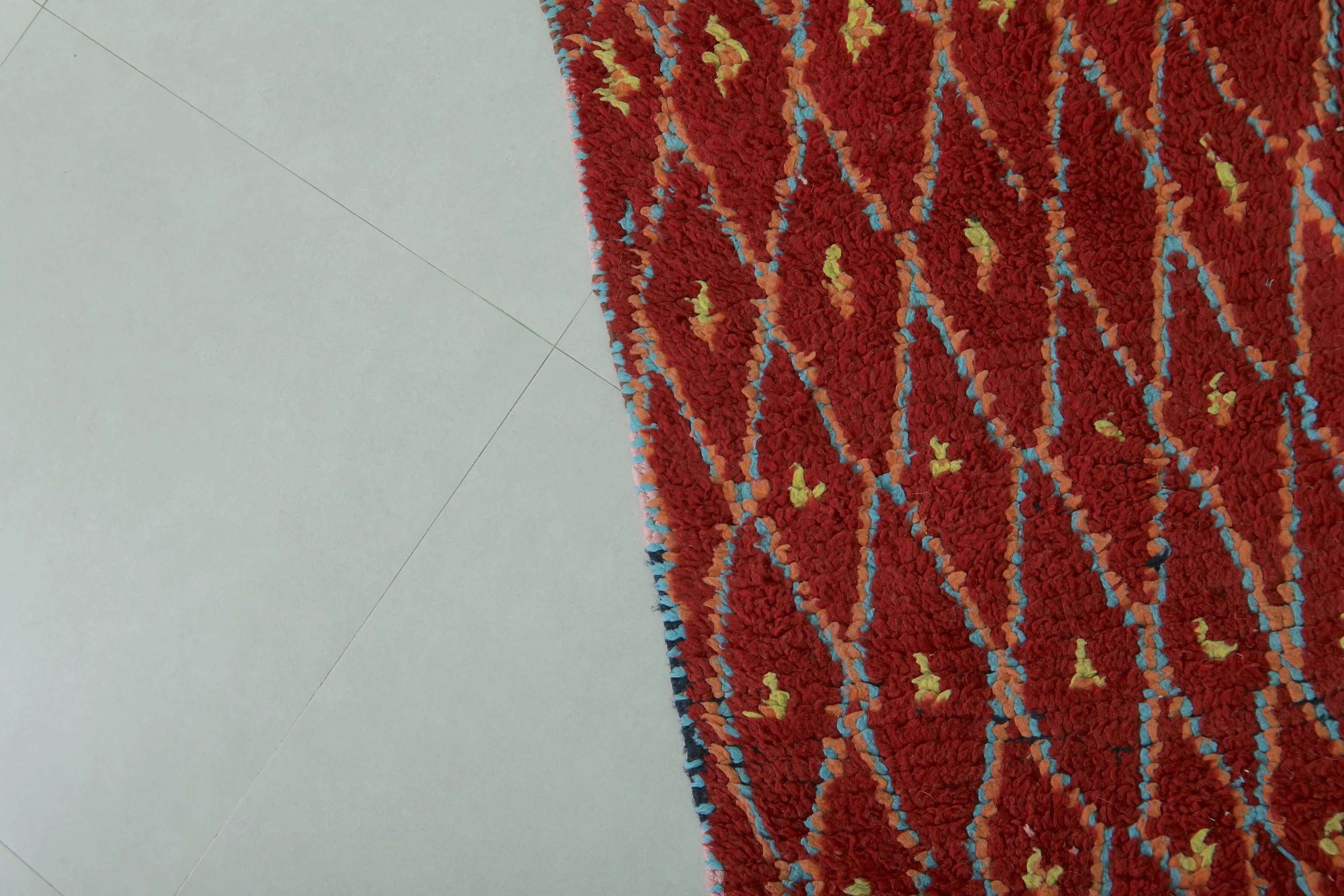 Red Vintage Moroccan Runner Rug – 4 x 10.2 Feet | Handwoven Berber Carpet