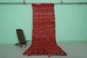 Red Vintage Moroccan Runner Rug – 4 x 10.2 Feet | Handwoven Berber Carpet