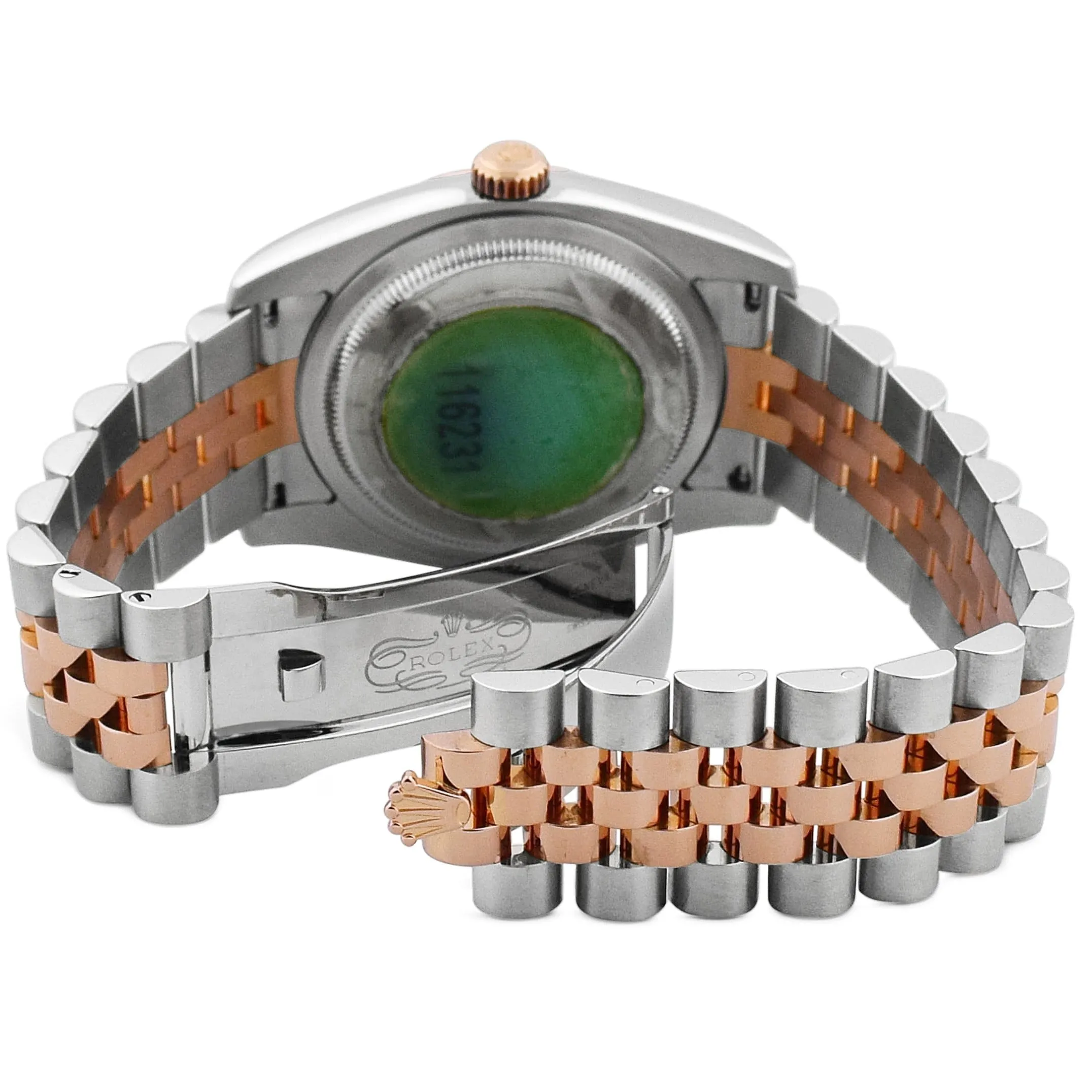 Rolex Datejust 18KT Rose Gold & Steel 36mm Black Diamond Dial Watch Reference #: 116231