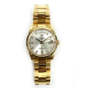 Rolex Day Date 118235 Silver Diamond Dial Oct 2000