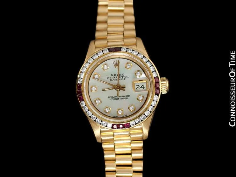 Rolex Ladies President Datejust, 69178 - 18K Gold, Rubies & Diamonds