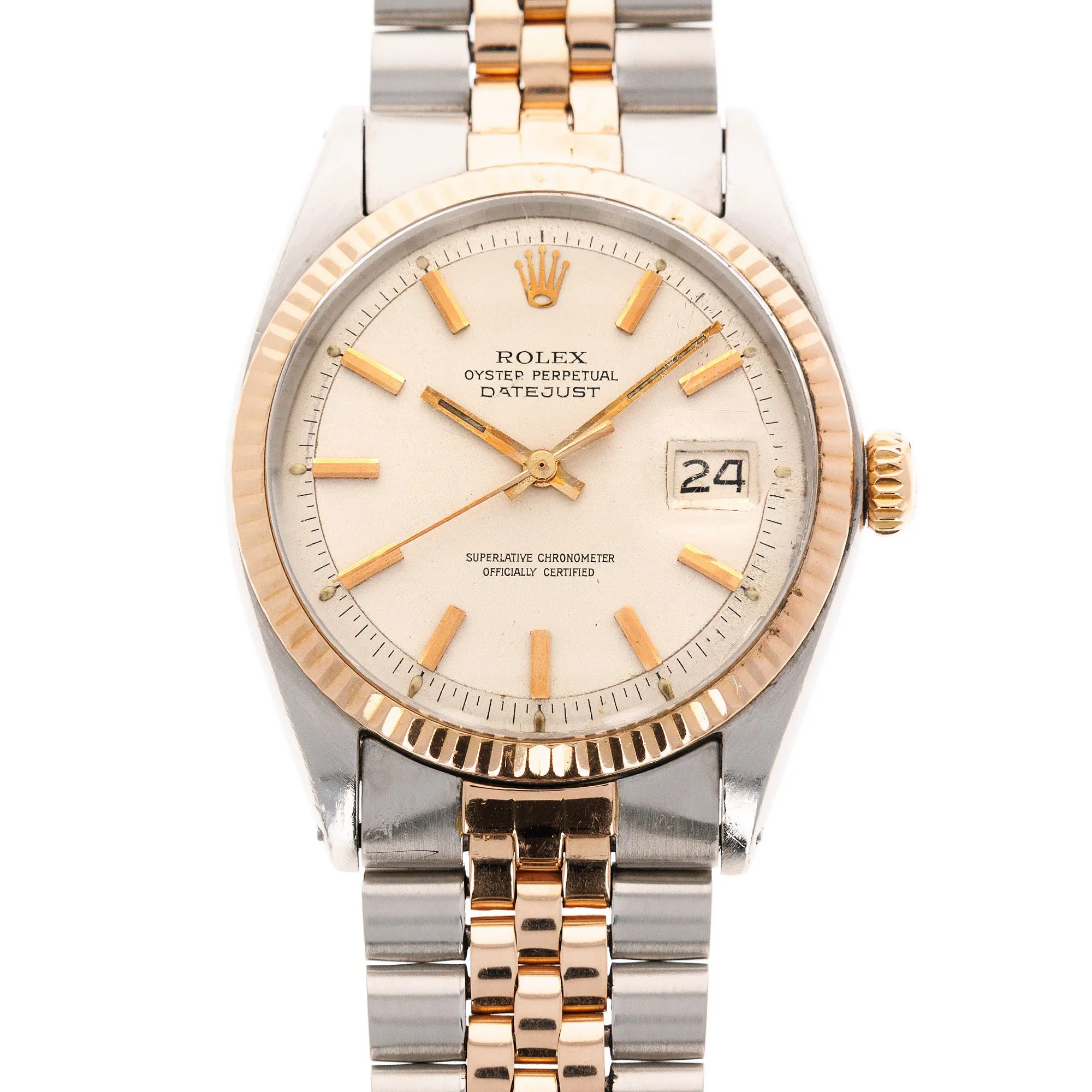 Rolex Rose Gold and Steel Vintage Datejust Ref. 1601 with Original Paper