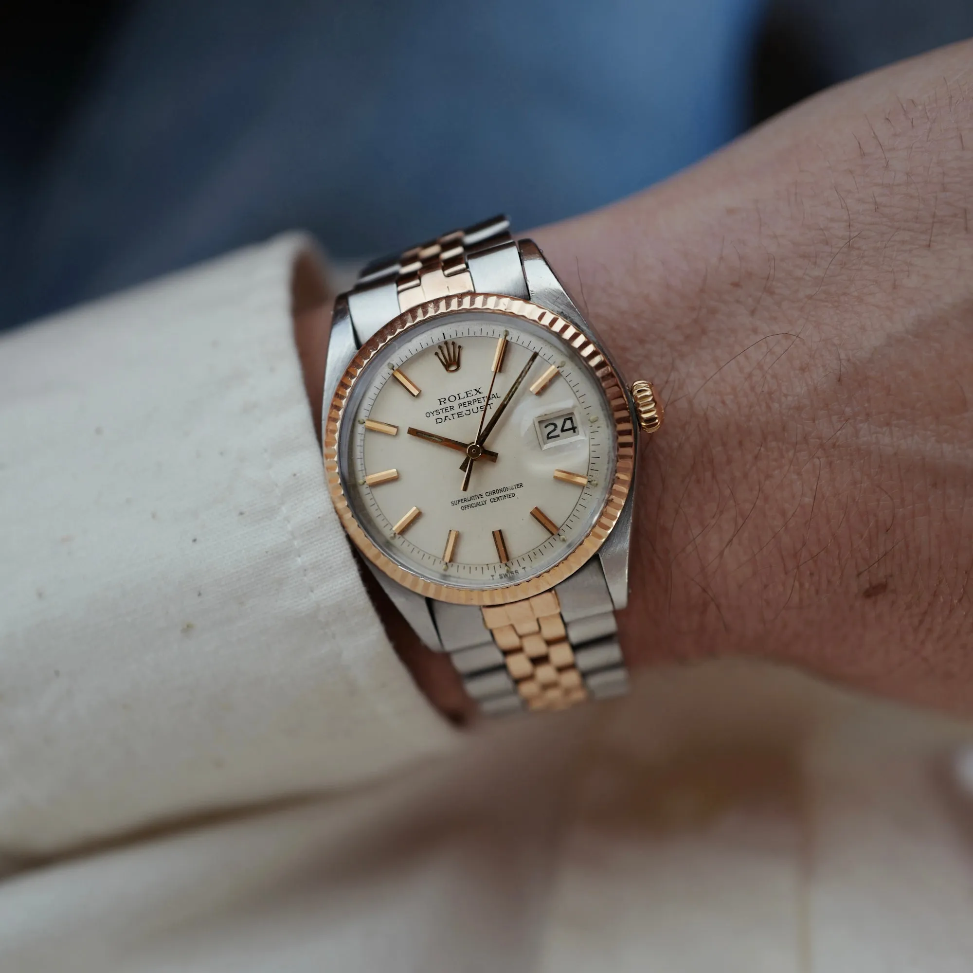 Rolex Rose Gold and Steel Vintage Datejust Ref. 1601 with Original Paper