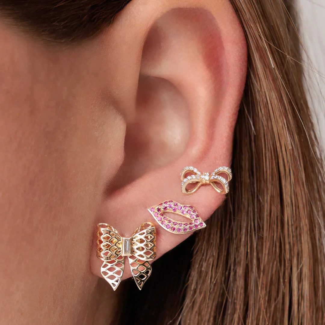 Rose Gold & Ruby Lips Stud