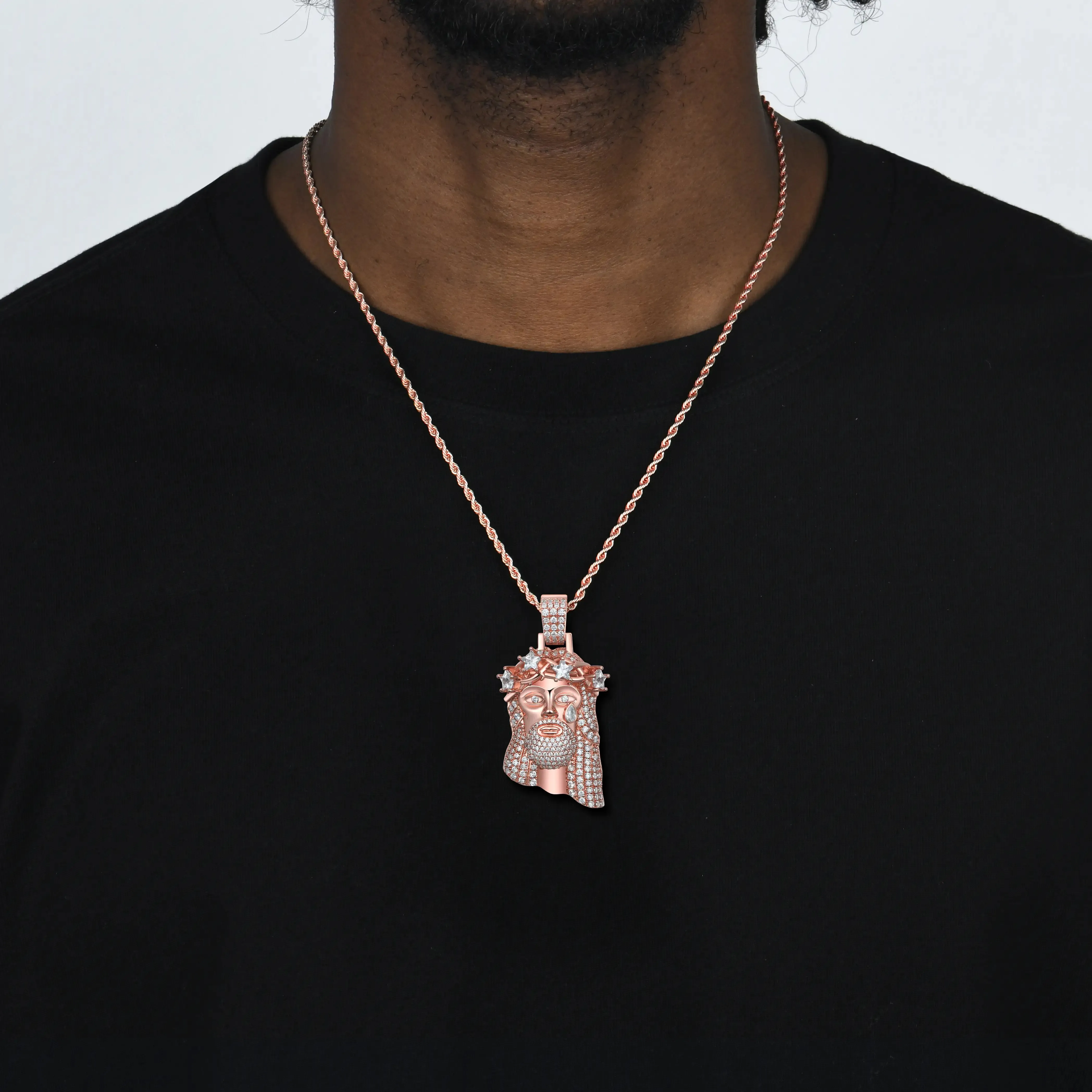 Rose Gold Stellar Jesus Pendant - Small