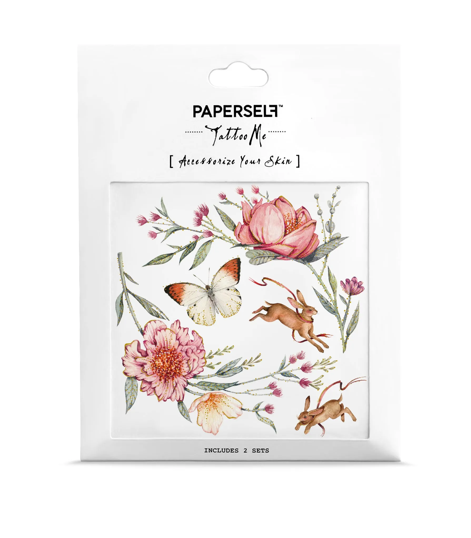 Roses and Rabbits Temporary Tattoo