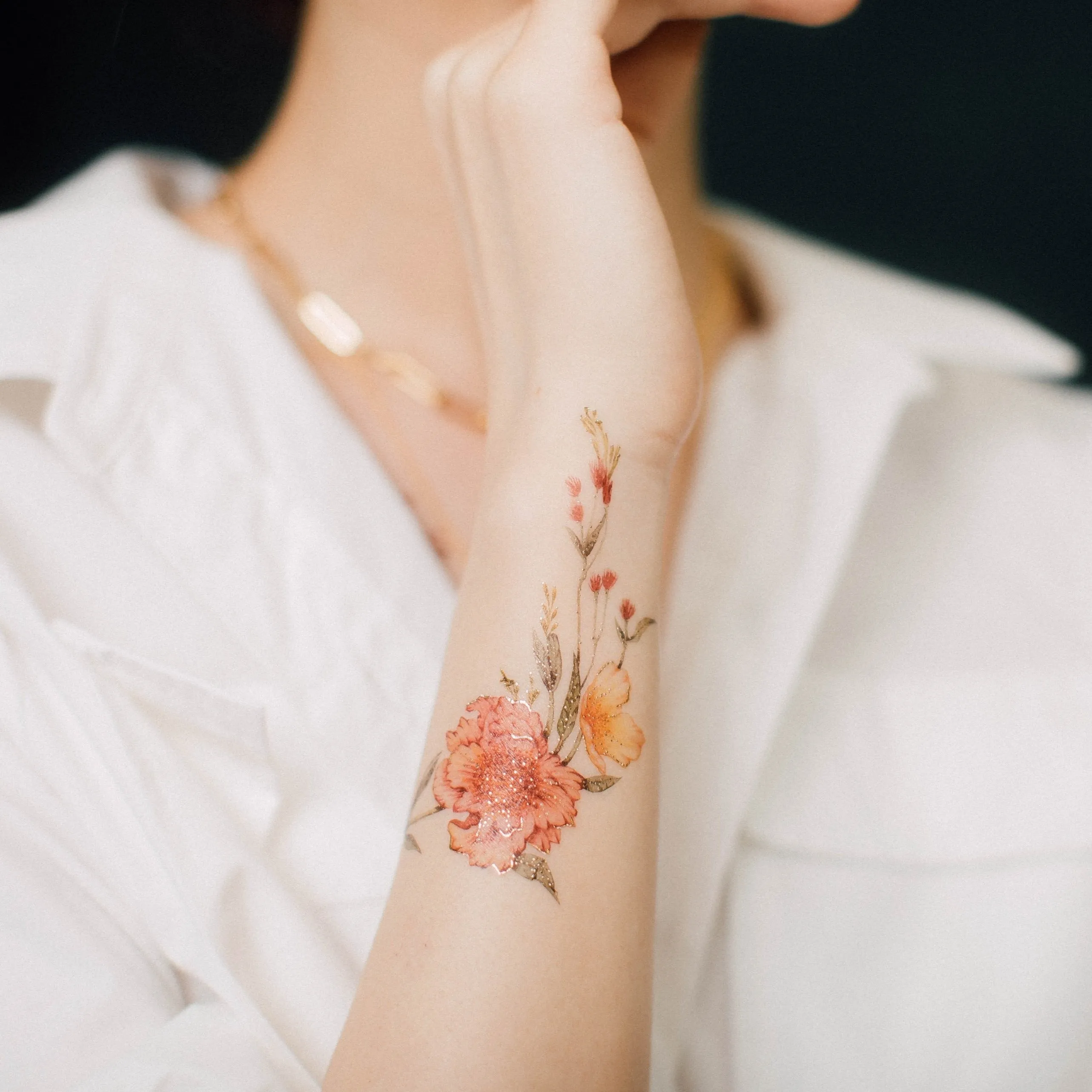 Roses and Rabbits Temporary Tattoo