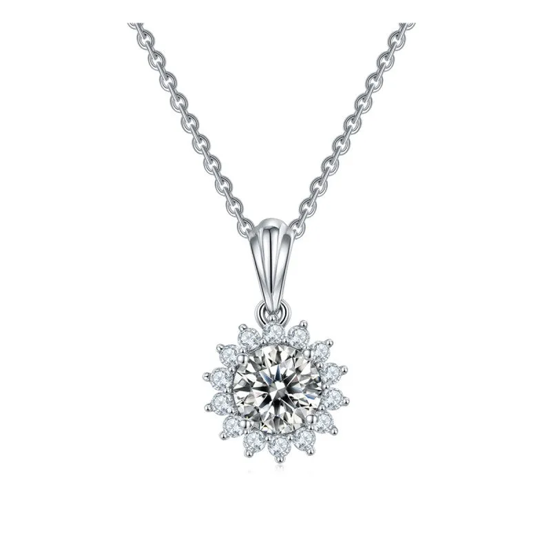 Round Cut Moissanite Diamond Classic Pendant Pendant Necklace